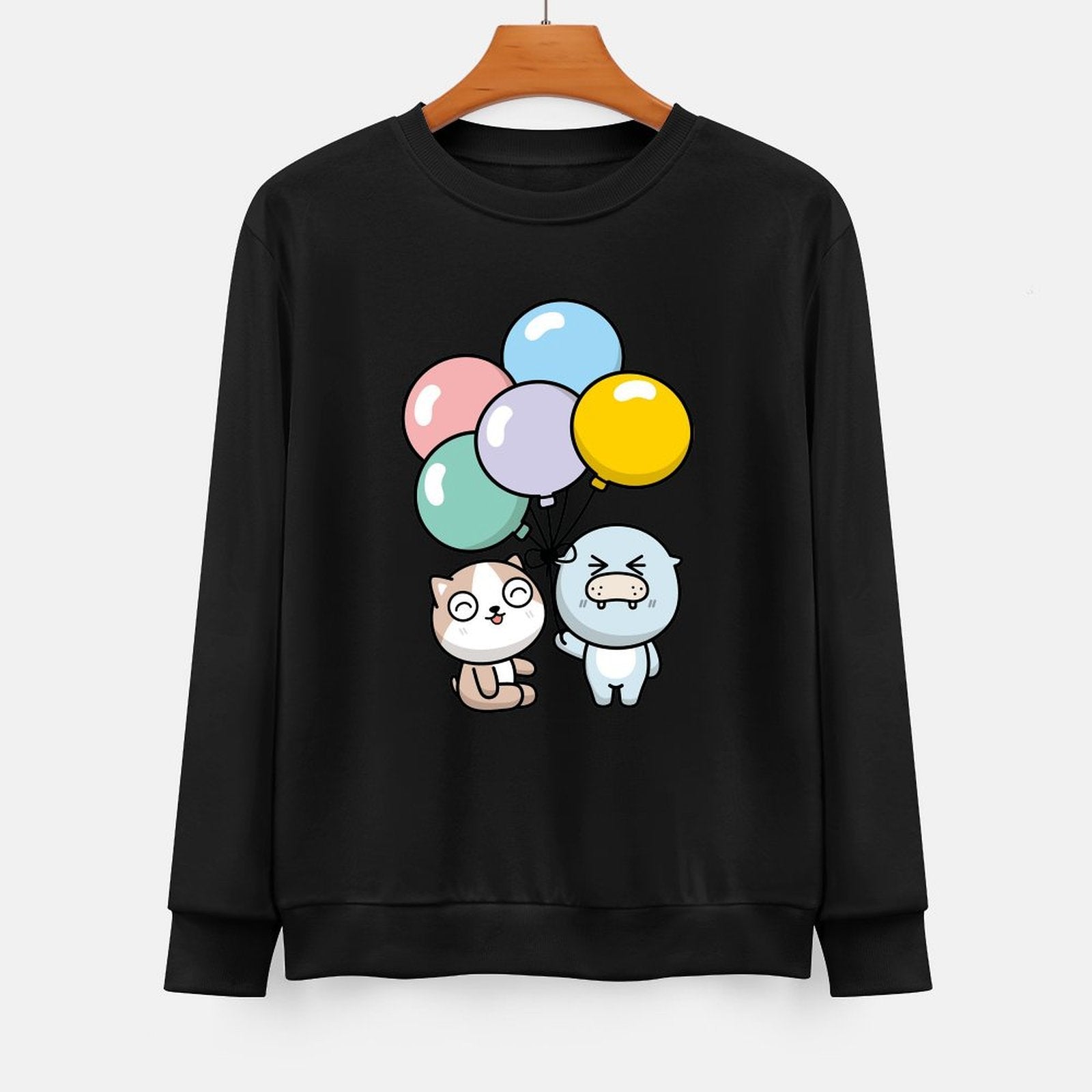 Front Patterned Long Sleeve TopBreathable Oversized